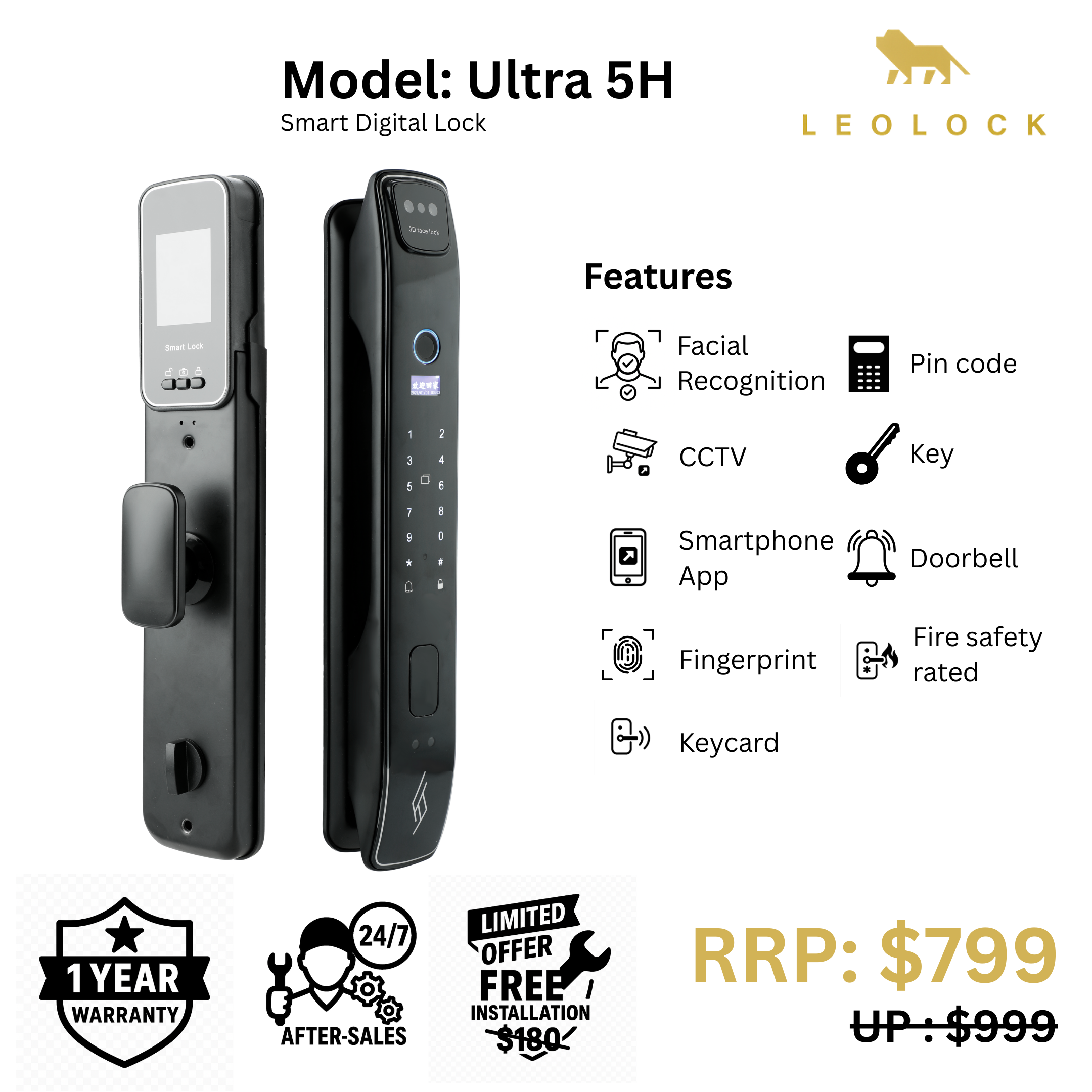 ULTRA COMBO - Ultra 5H Door Lock  + 12D Gate Lock